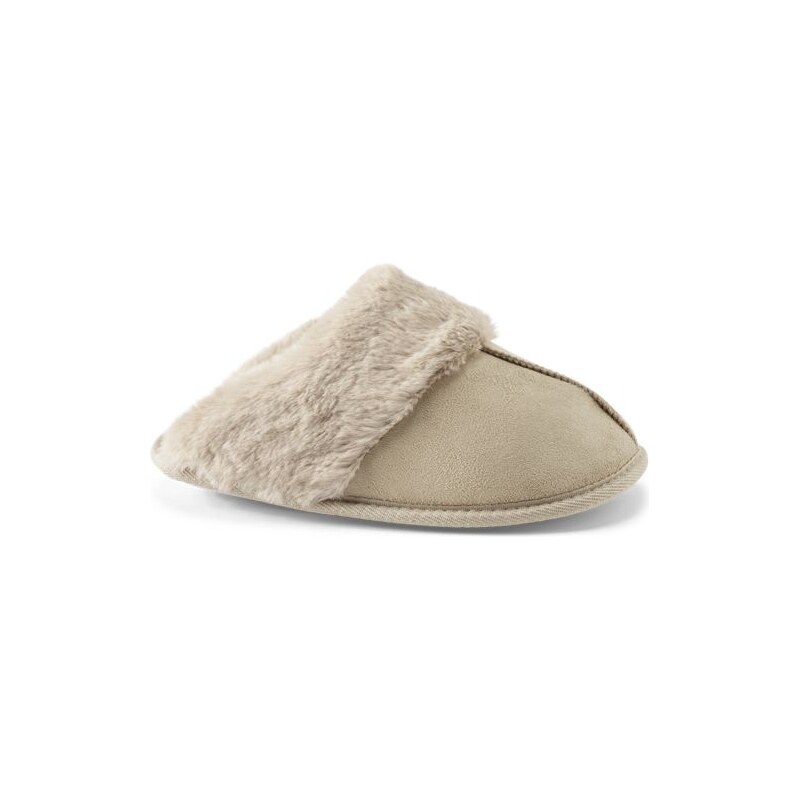 Faux Suede Mule Slipper, Women, size: 36 - 37, regular, Ivory, 115261929
