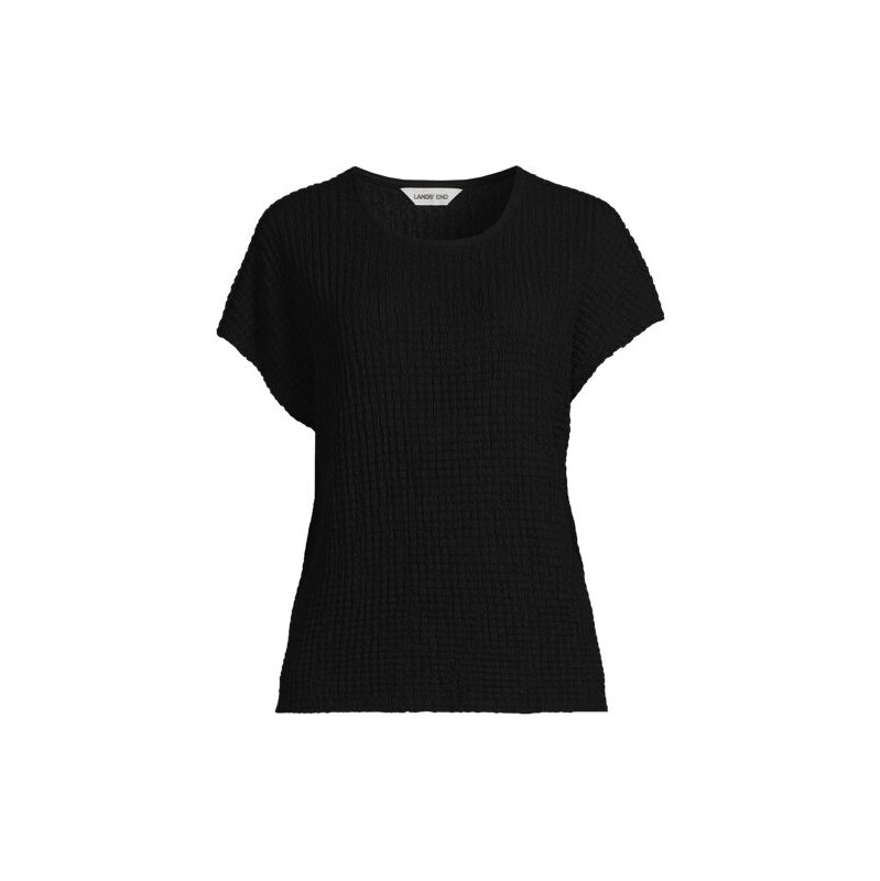 Crinkle Shirt, Women, size: S, petite, Black, Polyester/Viscose
