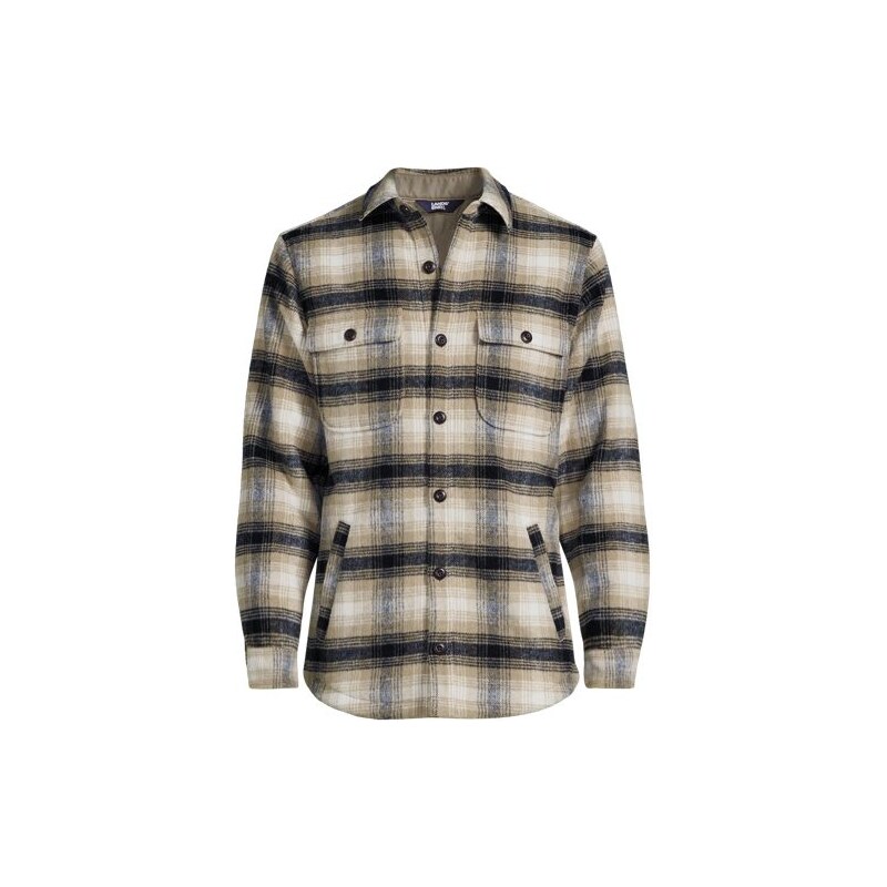 Super Brushed Flannel and Quilted Shirt Jacket, Men, size: L,