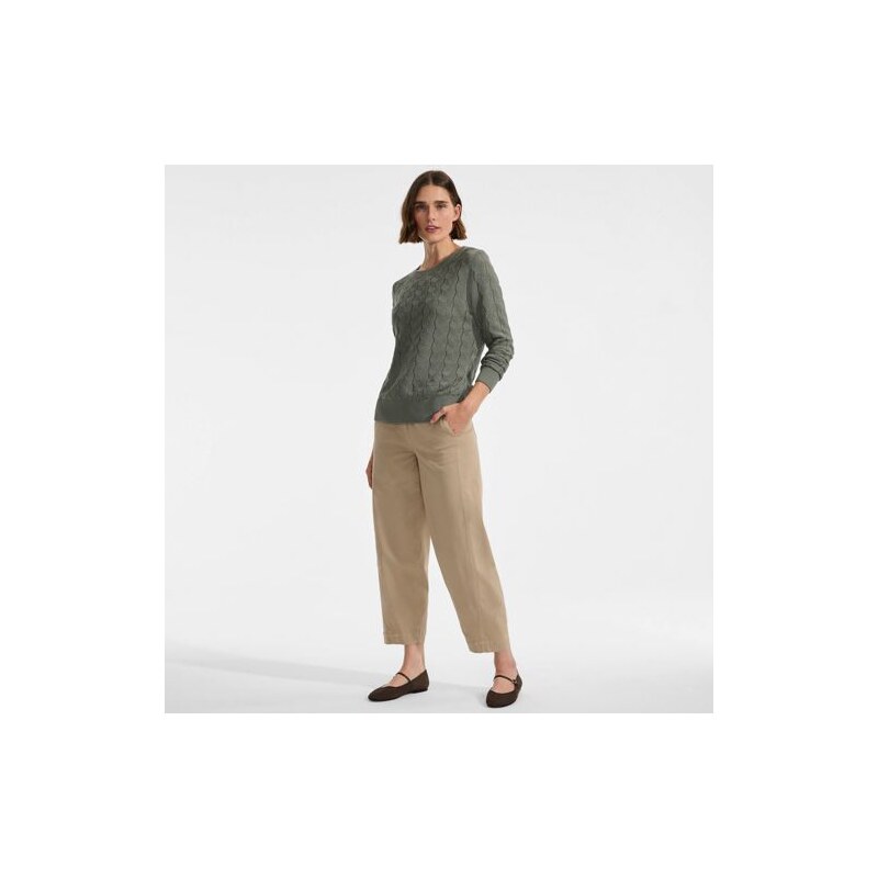 Barrel Leg Cropped Chinos, Women, size: 10, regular, Brown, Cotton 115262093