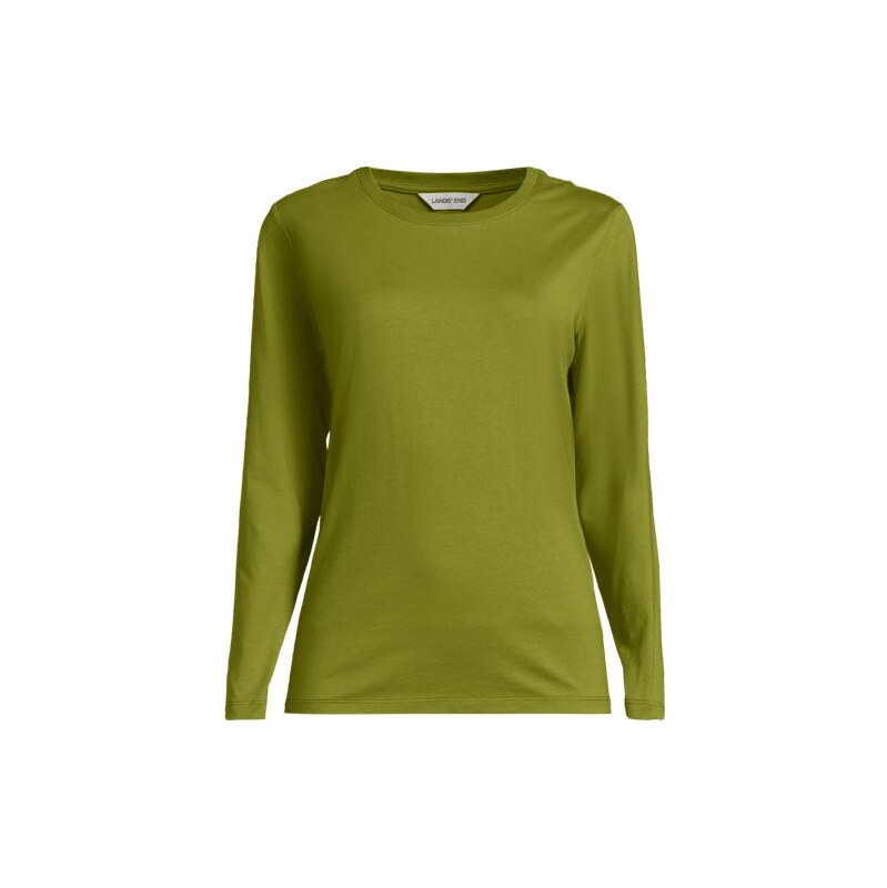 Long Sleeve Supima Cotton Crew Neck Top, Women, size: 10-12, regular, 113351519