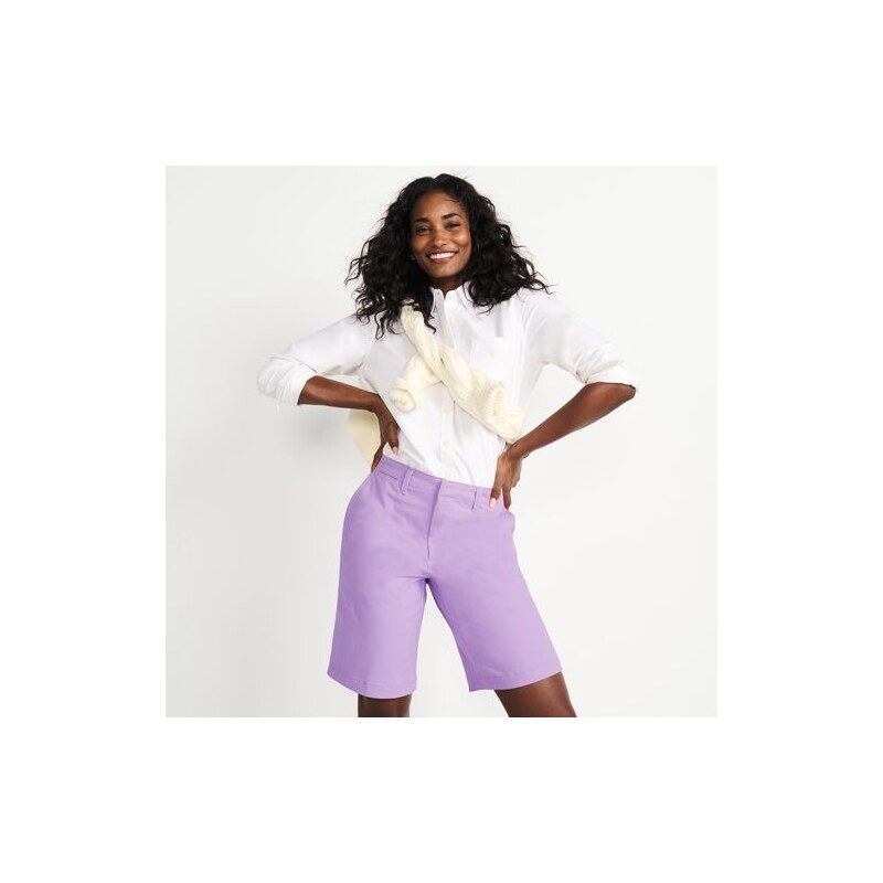 Chino Bermuda Shorts, Women, size: 8, petite, Purple, Spandex/Cotton 113530186