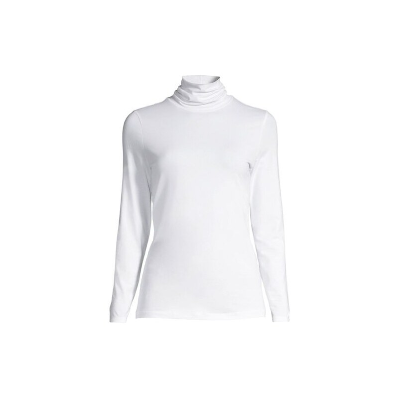 Cotton-modal Roll Neck Top, Women, size: XL, regular, White,