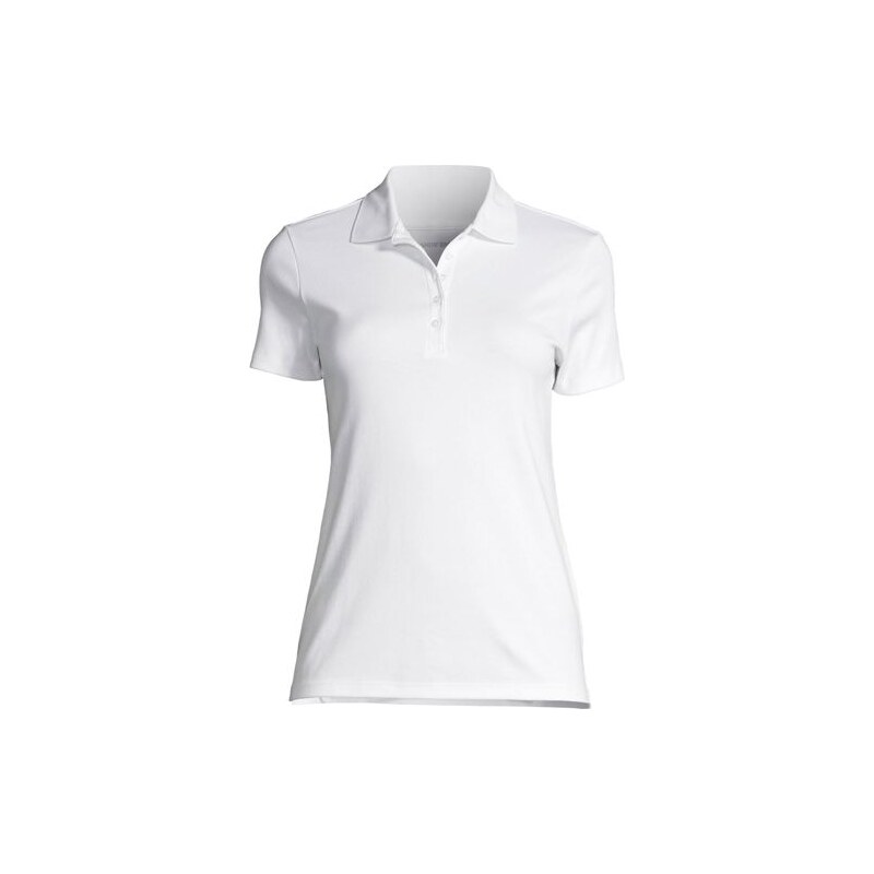 Short Sleeve Supima Polo Shirt, Women, size: 1X, plus, White,