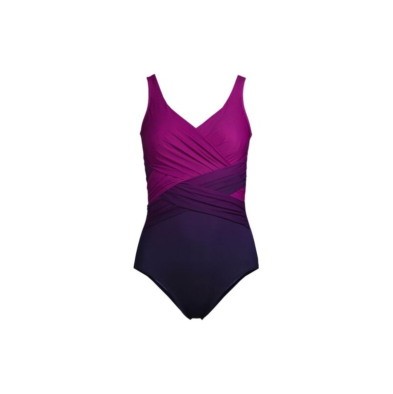 Wrap Front Slender Swimsuit, Women, size: 28, plus, Purple,