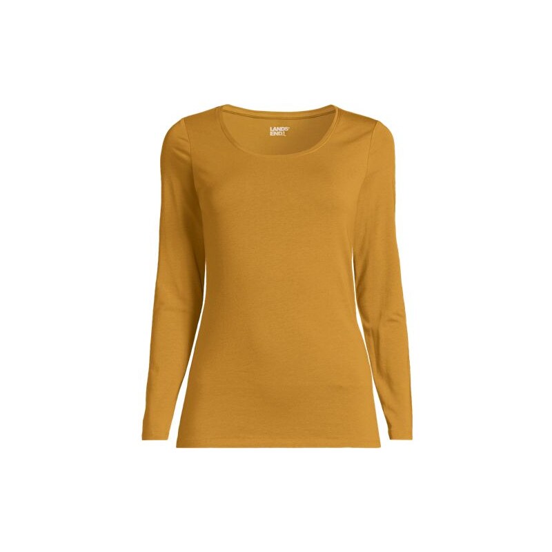 Cotton Modal Scoop Neck Top, Women, size: 14-16, petite, Yellow, 115711641