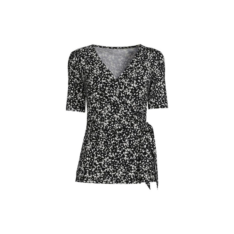 Cotton Modal Elbow Sleeve Side Tie Top, Women, size: S, regular,