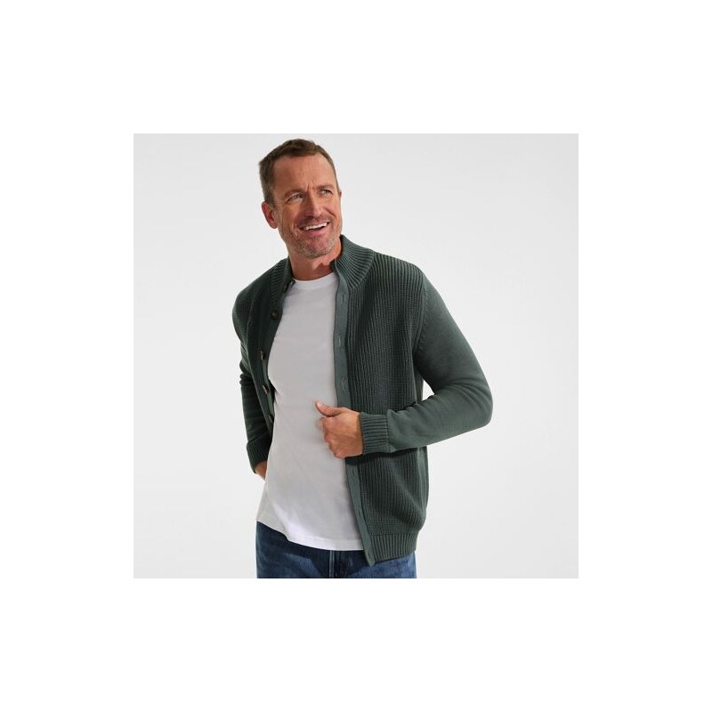 Drifter Cardigan, Men, size: L, regular, Green, Cotton, by Lands