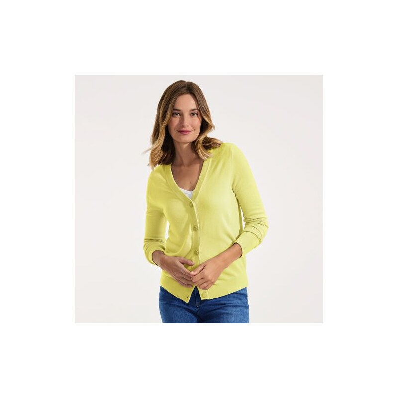 CashTouch V-Neck Cardigan, Women, size: S, petite, Yellow,