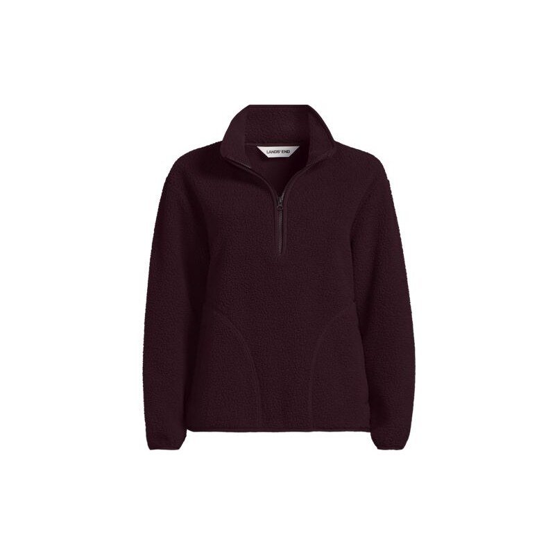 Cosy Sherpa Fleece Half Zip Pullover, Women, size: 1X, plus, Red