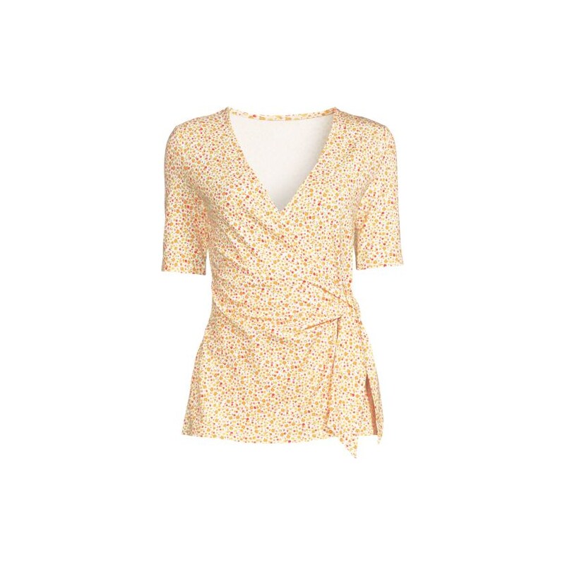 Cotton Modal Side Tie Elbow Sleeve Top, Women, size: 20-22, plus, 113288184