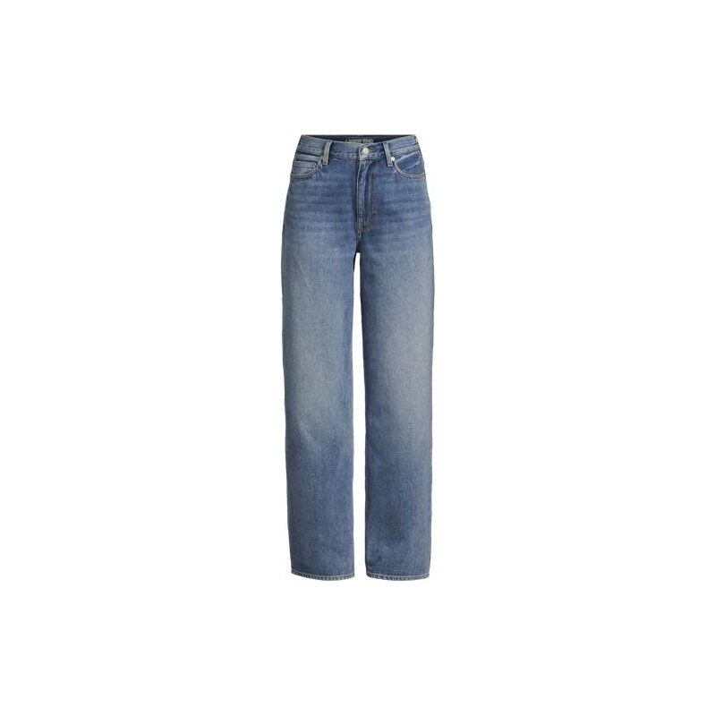 100% Cotton Mid Rise Baggy Jeans, Women, size: 12, petite, Blue, 115200298