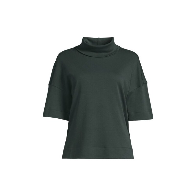 Relaxed Short Sleeve Supima Cotton Polo Neck Top, Women, size: M