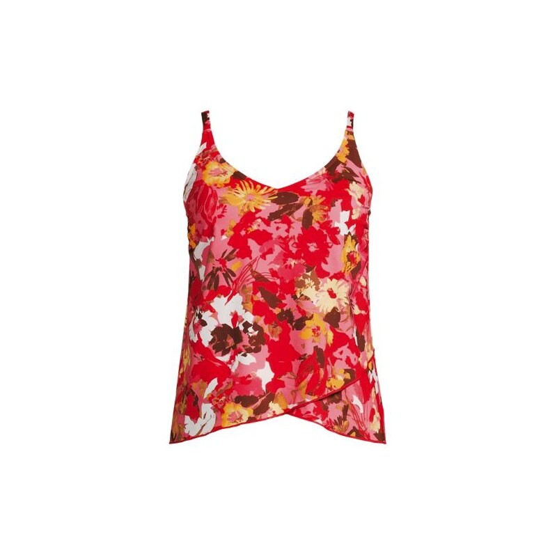 Tulip Hem Tankini Top, Women, size: 10 12, regular, Red, Nylon-blend, 114863280