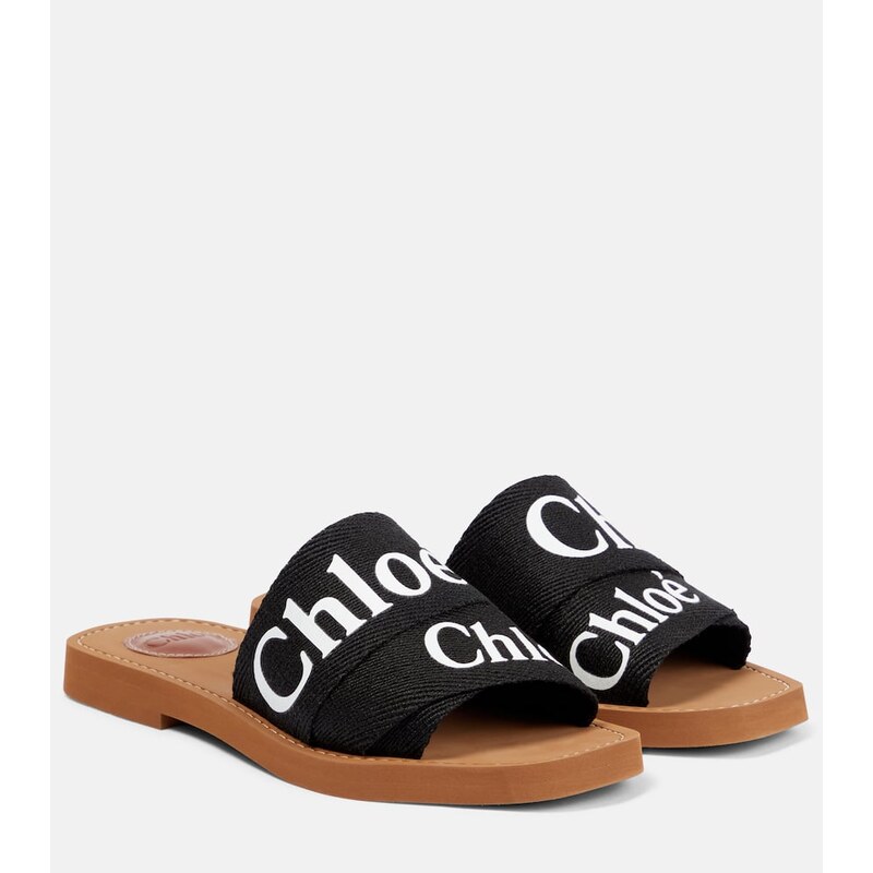 Chloe ChloÃ Woody canvas slides