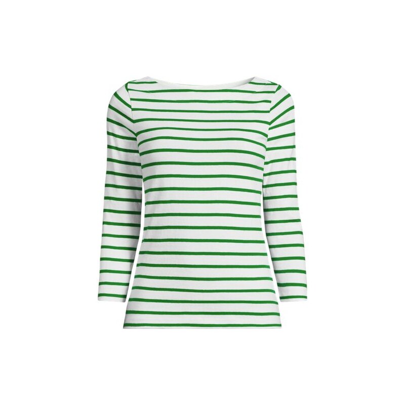 Mariner Three Quarter Sleeve Boatneck Cotton Top, Women, size: