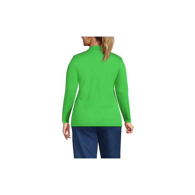 Long Sleeve Supima Cotton Polo Shirt, Women, size: 20-22, plus, Green, 113321258