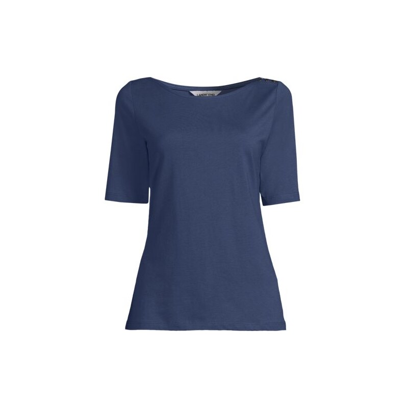 Single Knit Supima Boatneck Button Shoulder Tee, Women, size: 20-22, 113322569