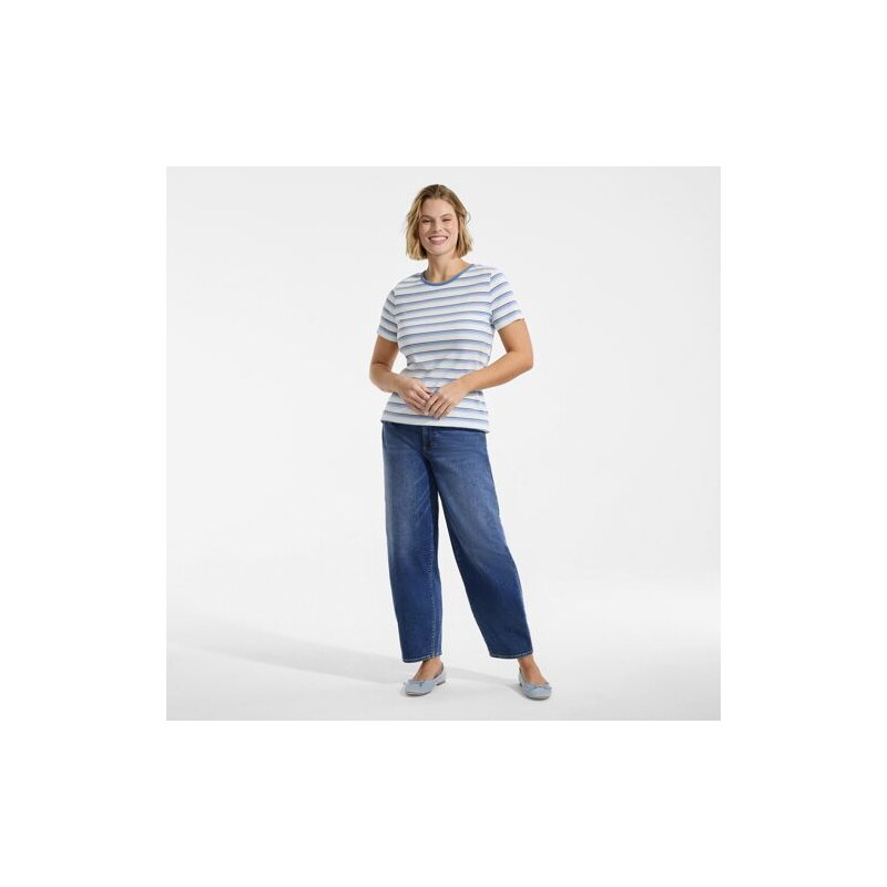 Micro Rib Crew Neck T-shirt, Women, size: 20-22, plus, Ivory, Cotton 115230151