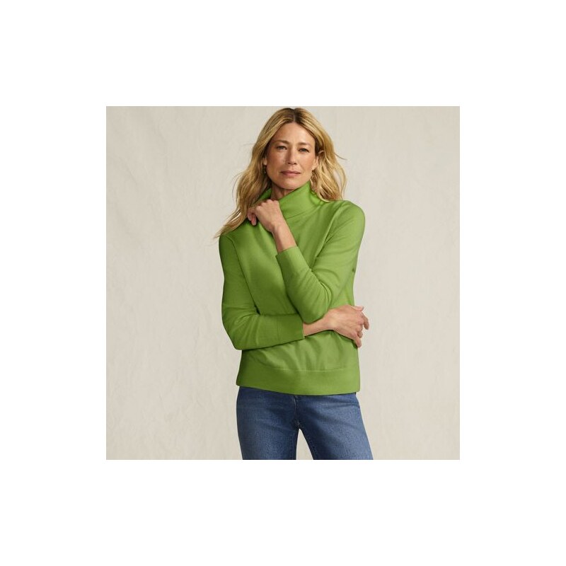 Merino Roll Neck Sweater, Women, size: XS, petite, Green, by