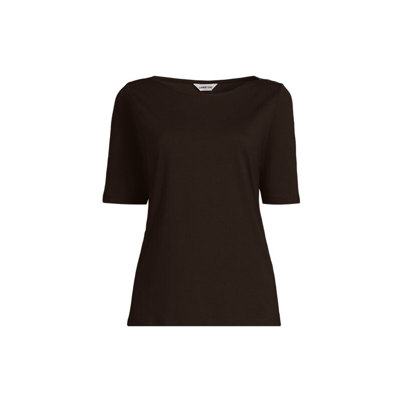 Single Knit Supima Boatneck Button Shoulder Tee, Women, size: 20-22, 113351781