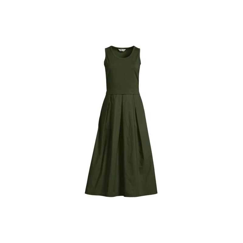 Poplin/Jersey Midi Dress, Women, size: M, regular, Green, Cotton