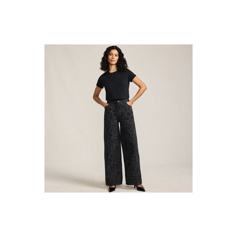 Wide Leg Jeans, Printed, Women, size: 14, regular, Black, by