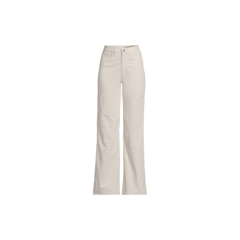 Flared Corduroy Jeans, Women, size: 12, petite, Ivory, by Lands