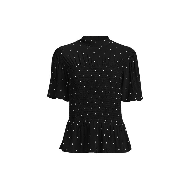 Silky Knit Bubble Sleeve Smocked Mock Neck, Women, size: 20-22, plus, 113256355