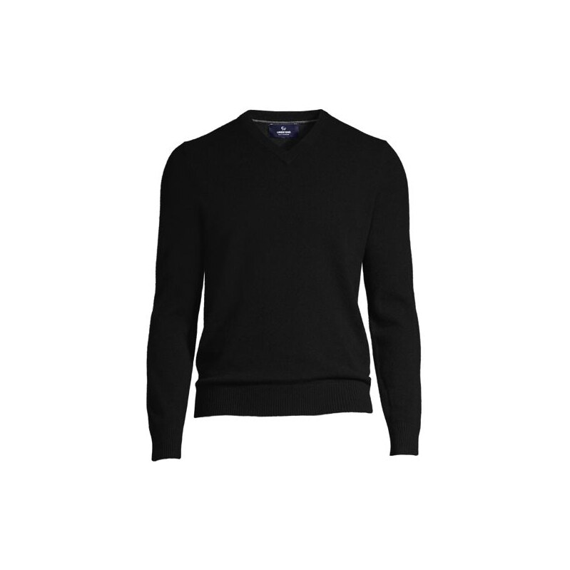 V-neck Cashmere Jumper, Men, size: L, regular, Black, Cashmere,