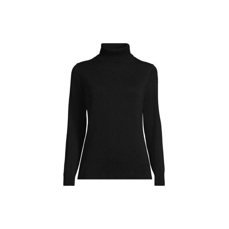 Fine Gauge Cotton Roll Neck Jumper, Women, size: 10-12, regular, Black 115261400