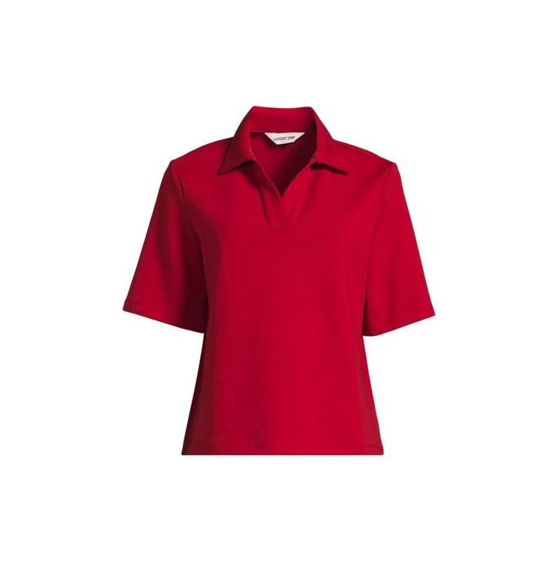 Soft Luxe Open Collar Polo Shirt, Women, size: XS, petite, Red,