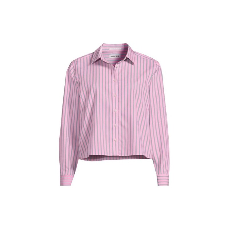 Boxy Cropped Non-Iron Shirt, Women, size: 8, regular, Pink, Cotton, by 115075319