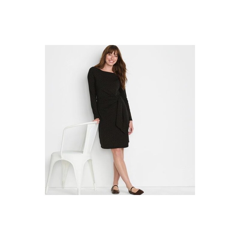 Tie Waist Jersey Dress, Women, size: S, regular, Black, Cotton