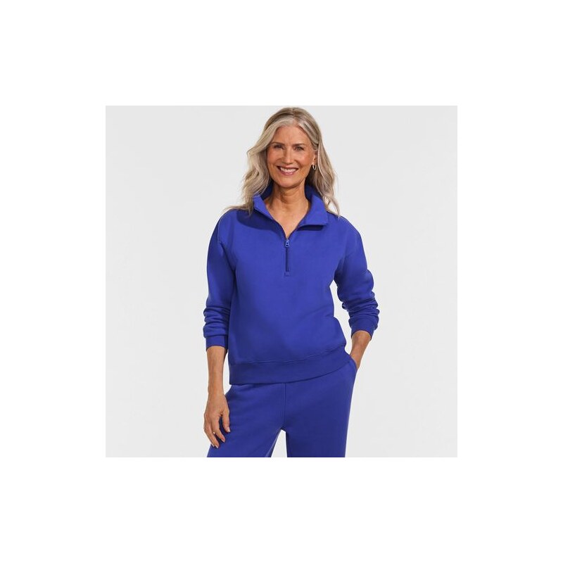 Quarter Zip Serious Sweats Sweatshirt, Women, size: L, regular,