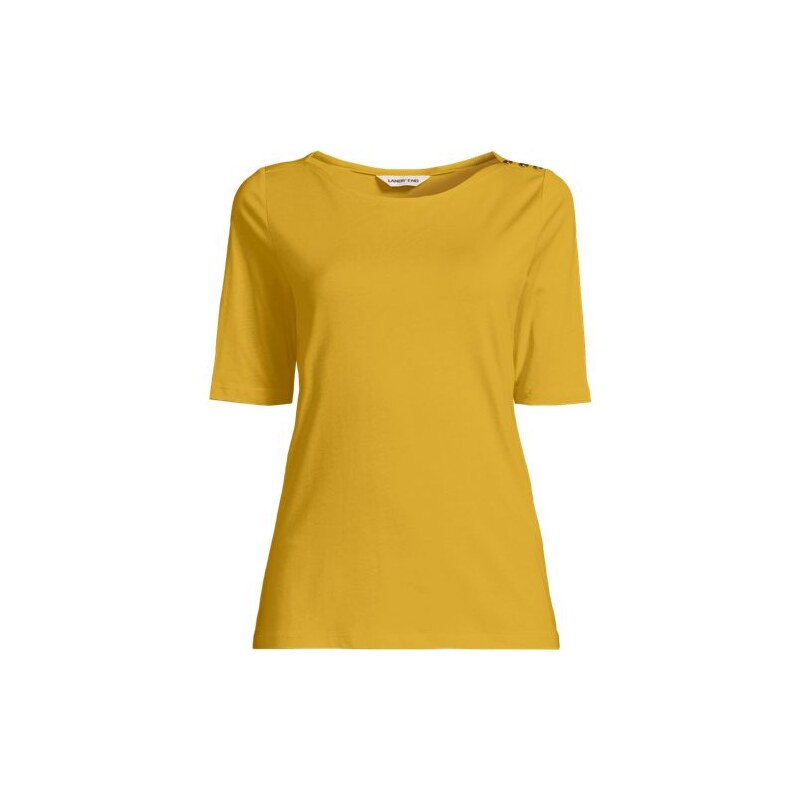 Single Knit Supima Boatneck Button Shoulder Tee, Women, size: 20-22, 113597458