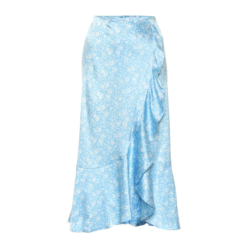 Ganni Stretch-silk satin midi skirt