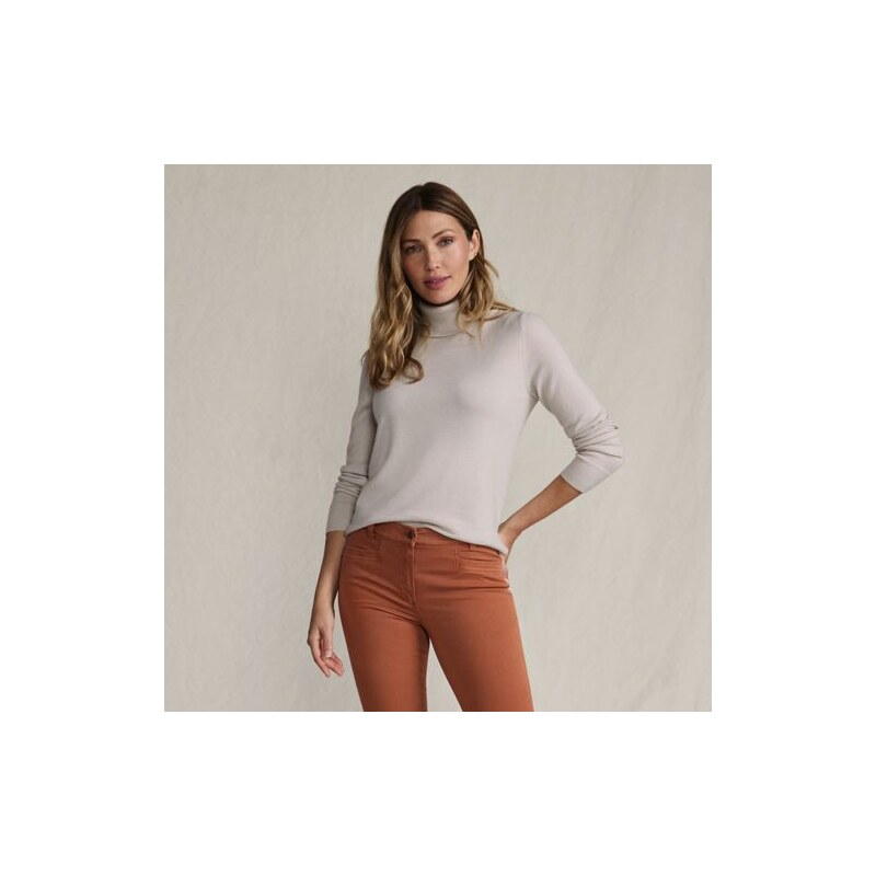Merino Roll Neck Sweater, Women, size: XS, regular, Brown, Wool,