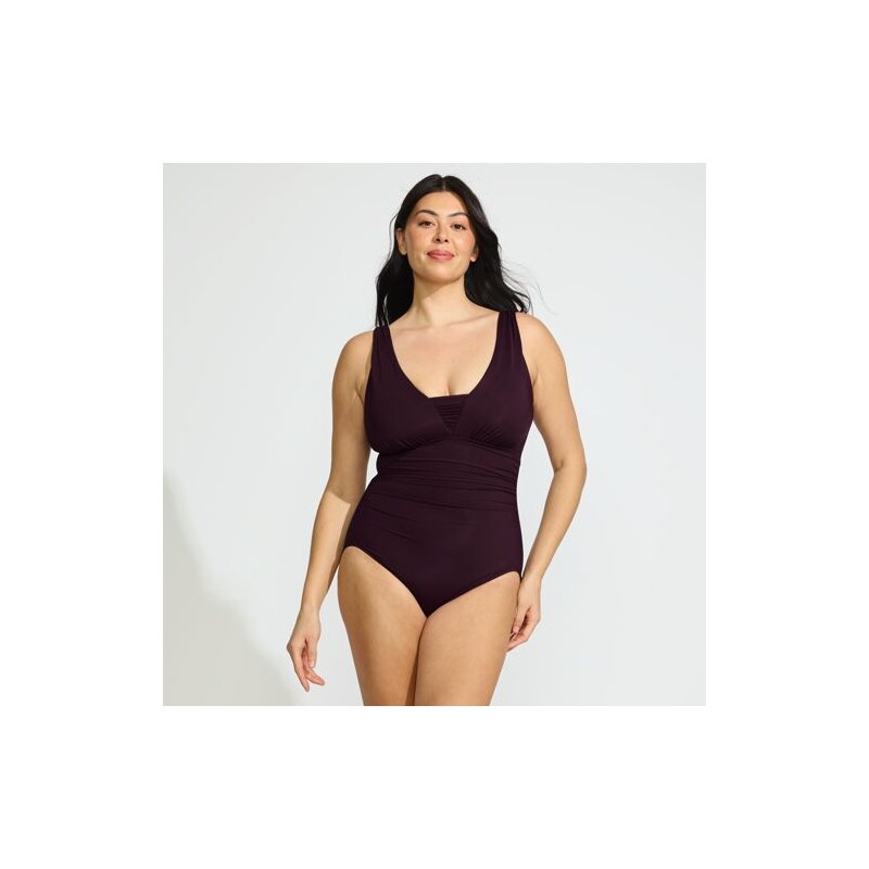 Grecian V-neck Slender Swimsuit, Women, size: 10, regular, Purple, 115236437
