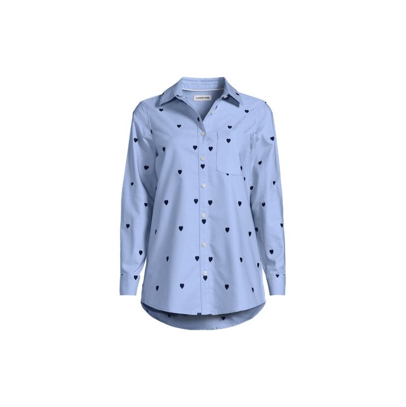 Cotton Oxford Shirt, Women, size: 1X, plus, Blue, Cotton, by