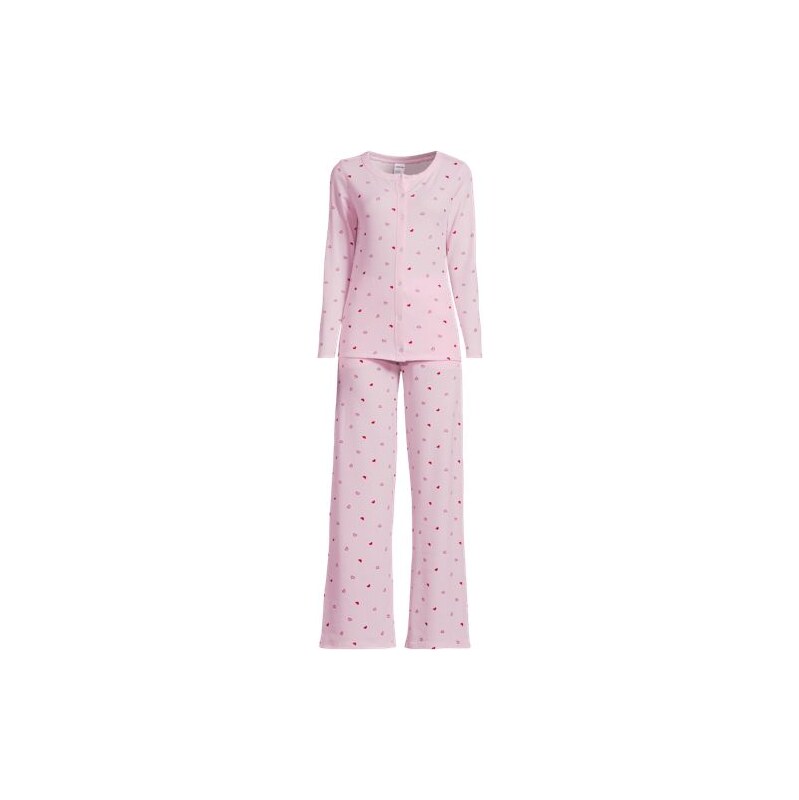Waffle Floral Print Pyjama Set, Women, size: M, petite, Pink, by