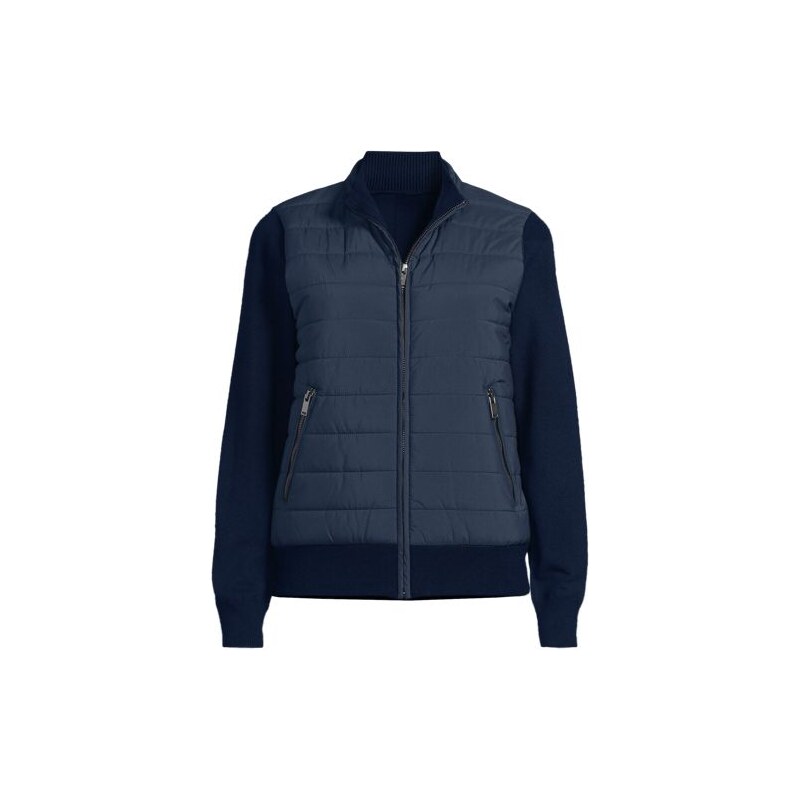 Knit and Quilt Bomber Jacket, Women, size: S, regular, Blue,