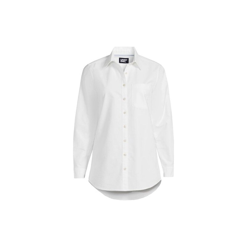 Cotton Oxford Shirt, Women, size: 1X, plus, White, Cotton, by