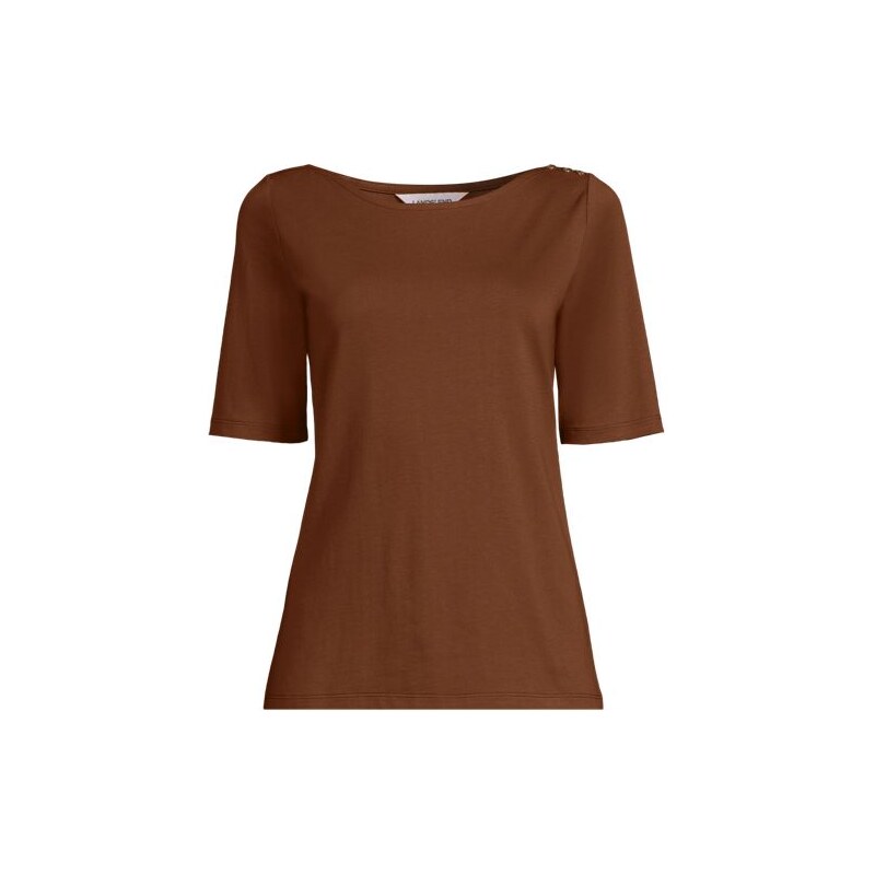 Single Knit Supima Boatneck Button Shoulder Tee, Women, size: 20-22, 113288841