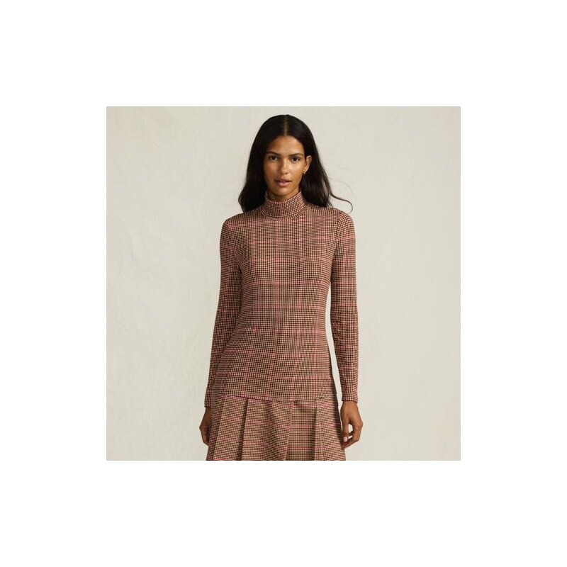 Cotton-modal Roll Neck Top, Women, size: L, petite, Ivory,