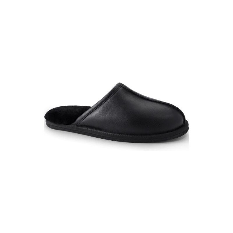 Leather Mule Slippers, Men, size: 10, regular, Black, Leather,