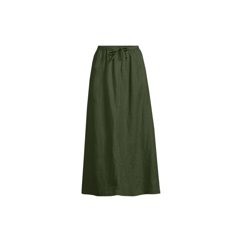 Drawstring Linen Skirt, Women, size: 10, regular, Green, Linen, by 115261535
