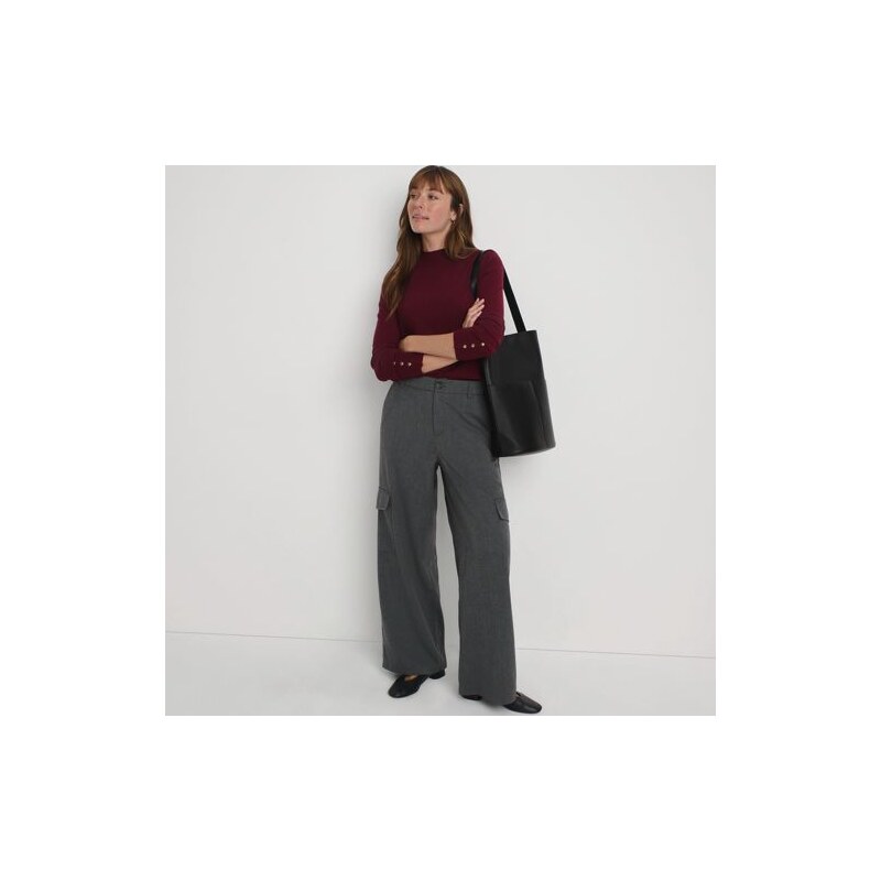 Wide Leg Brushed Twill Cargo Trousers, Women, size: S, regular,