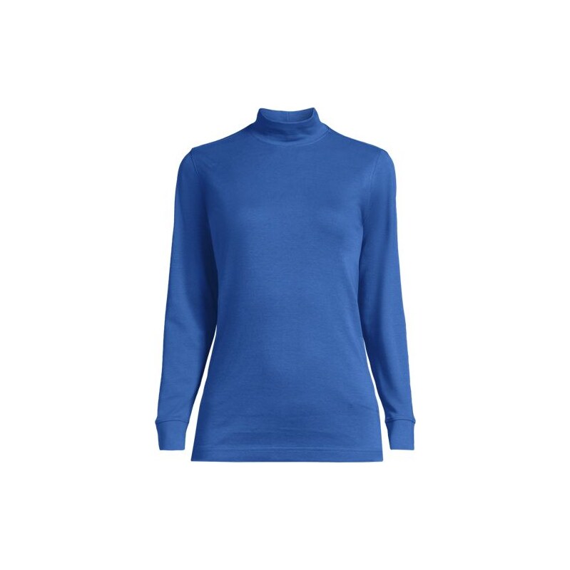 Cotton Polo Neck Top, Women, size: 10-12, regular, Blue, Cotton, by 114957209