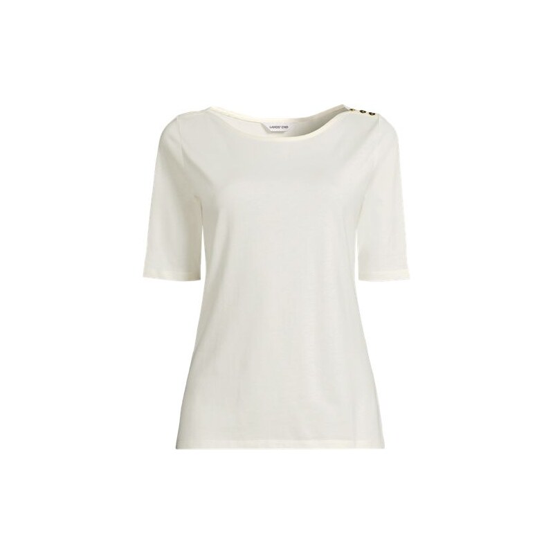 Single Knit Supima Boatneck Button Shoulder Tee, Women, size: 20-22, 113351785